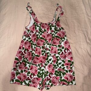 Floral Pink and Green Romper